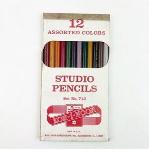NEW Vintage KOH-I-NOOR Studio Pencils 12 Assorted Colors No. 712 *Read